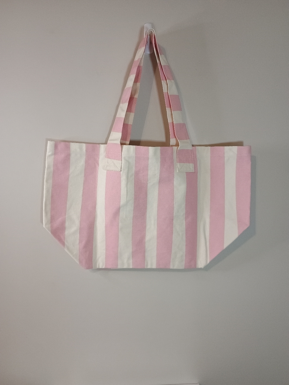 Frasier Sterling Sport Pink & White Striped Beach  Tote Bag - Picture 3 of 5